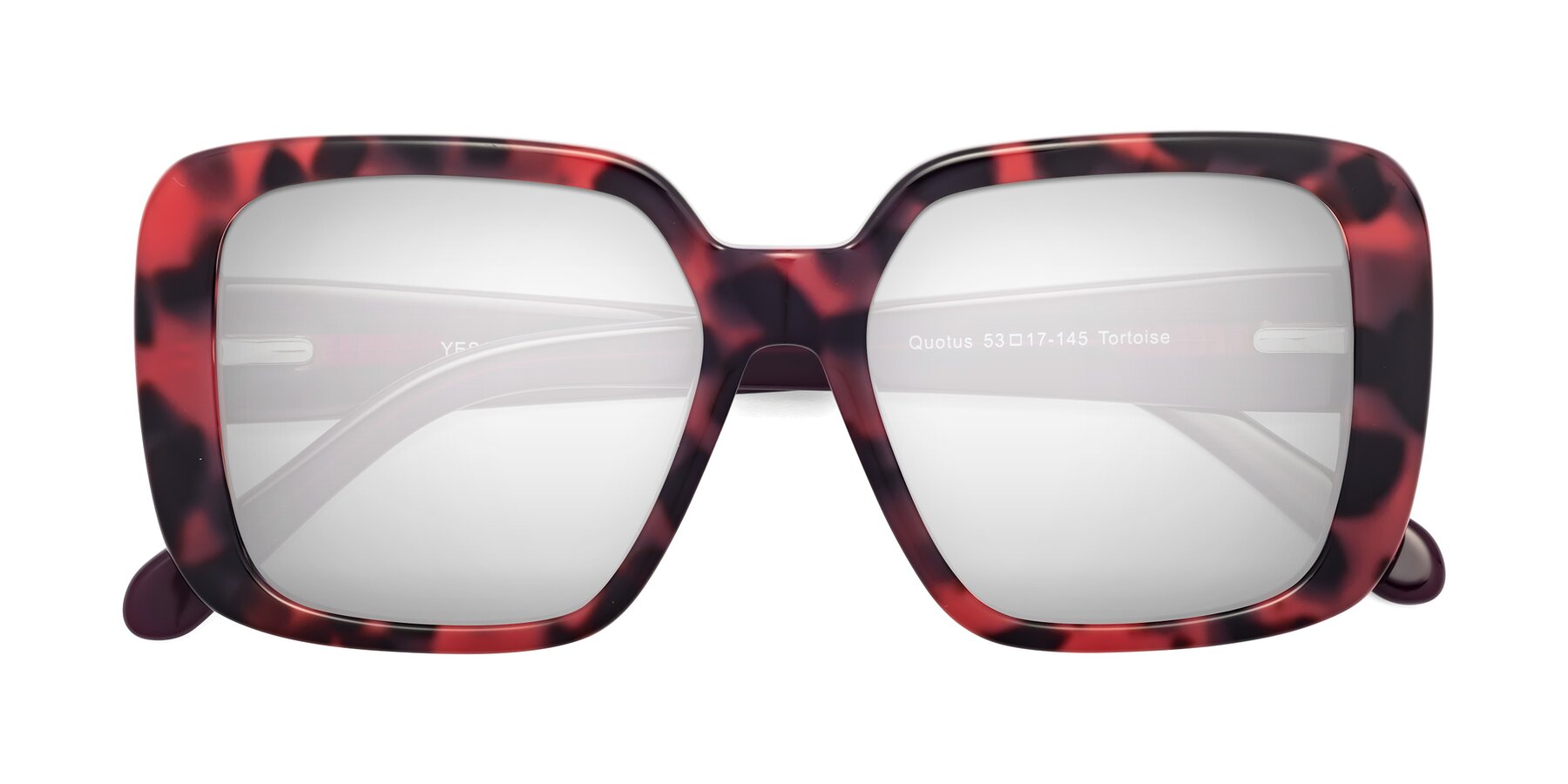 Folded Front of Quotus in Tortoise with Silver Mirrored Lenses
