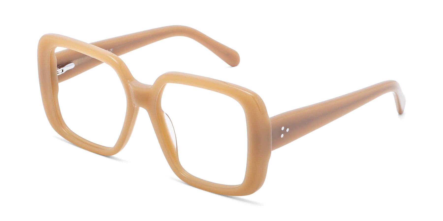 Angle of Quotus in Caramel with Clear Blue Light Blocking Lenses