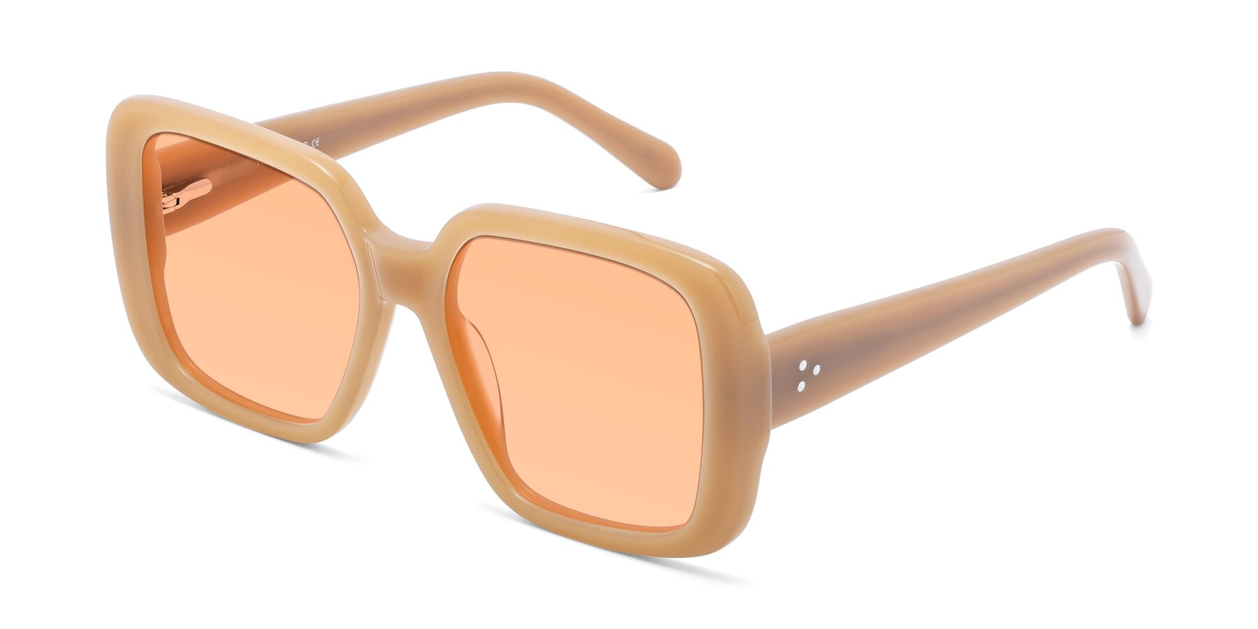 Angle of Quotus in Caramel with Light Orange Tinted Lenses