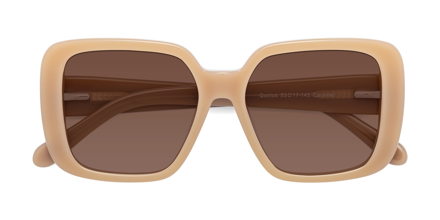 Folded Front of Quotus in Caramel with Brown Tinted Lenses