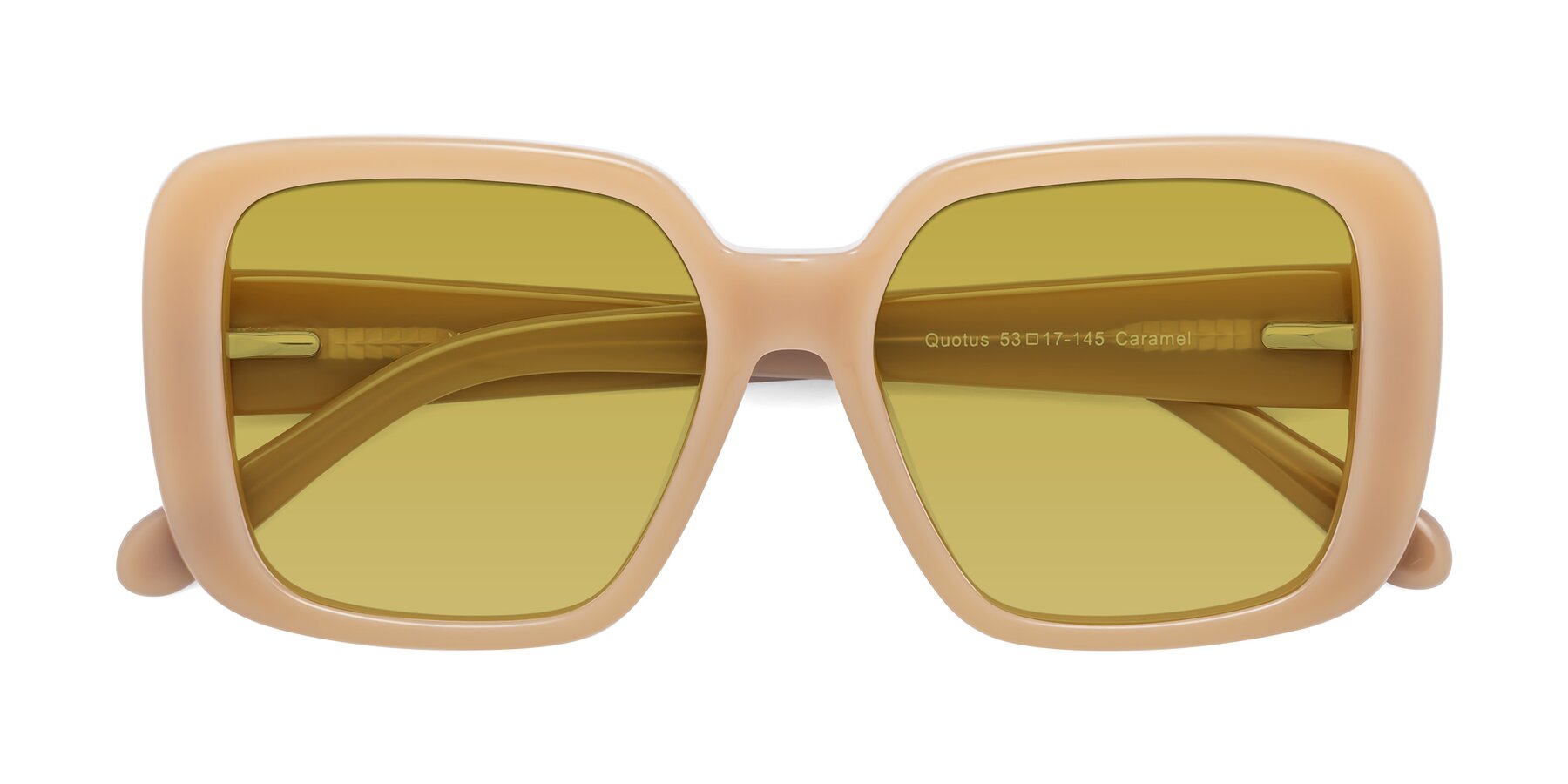 Folded Front of Quotus in Caramel with Champagne Tinted Lenses