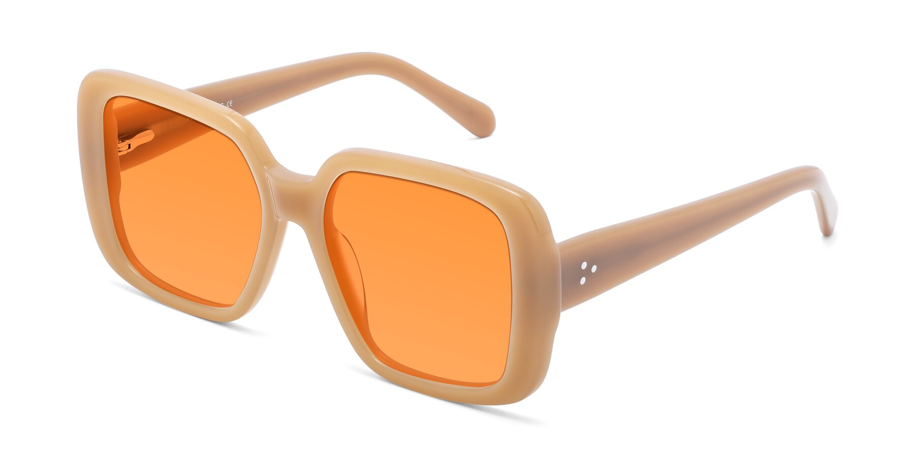 Angle of Quotus in Caramel with Orange Tinted Lenses