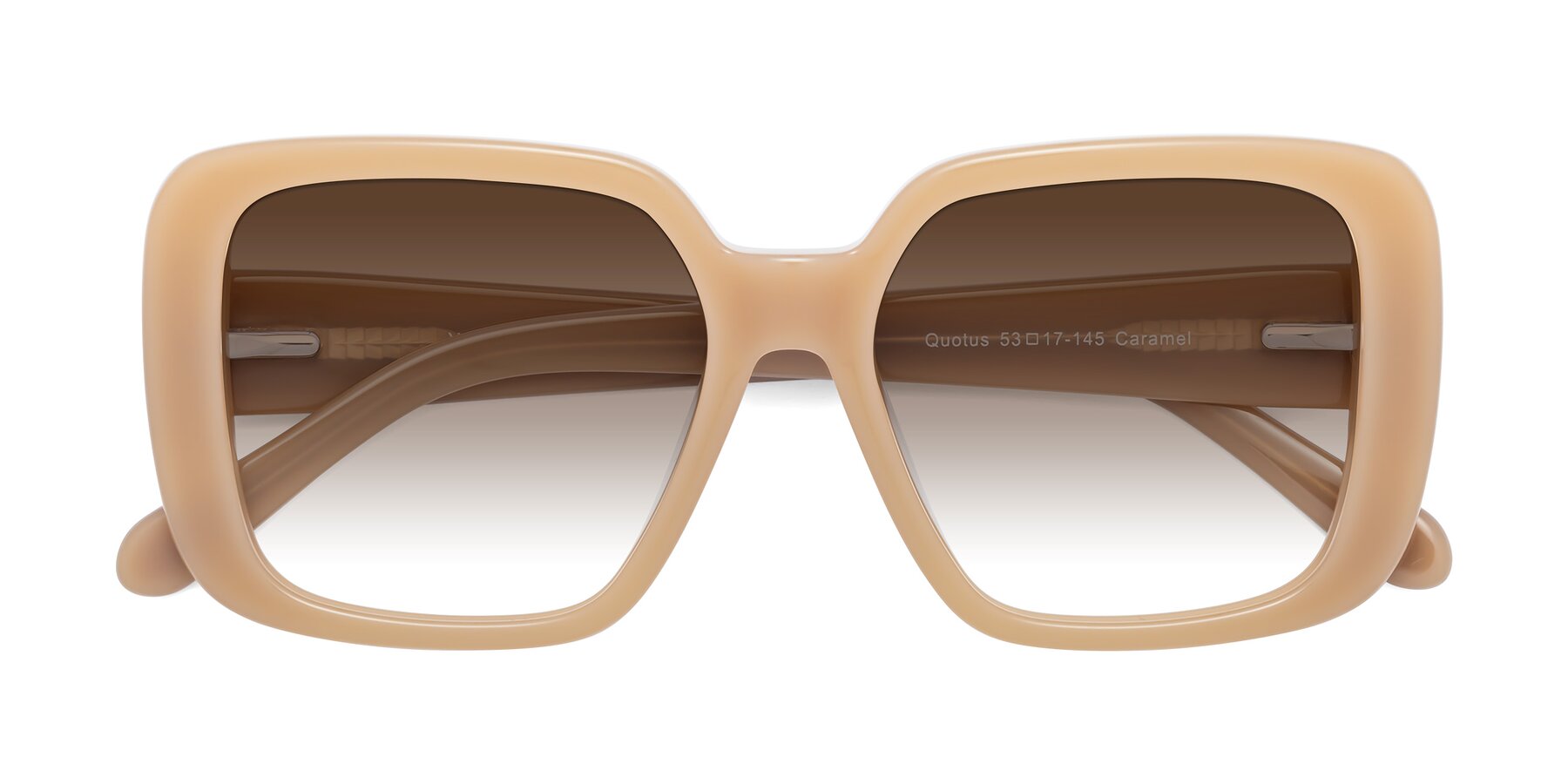 Folded Front of Quotus in Caramel with Brown Gradient Lenses