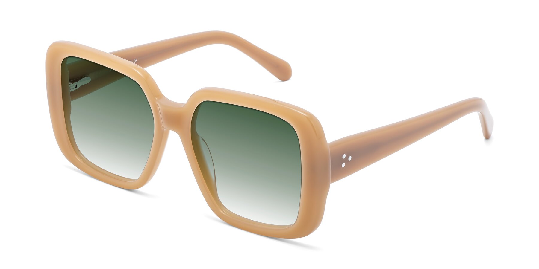Angle of Quotus in Caramel with Green Gradient Lenses