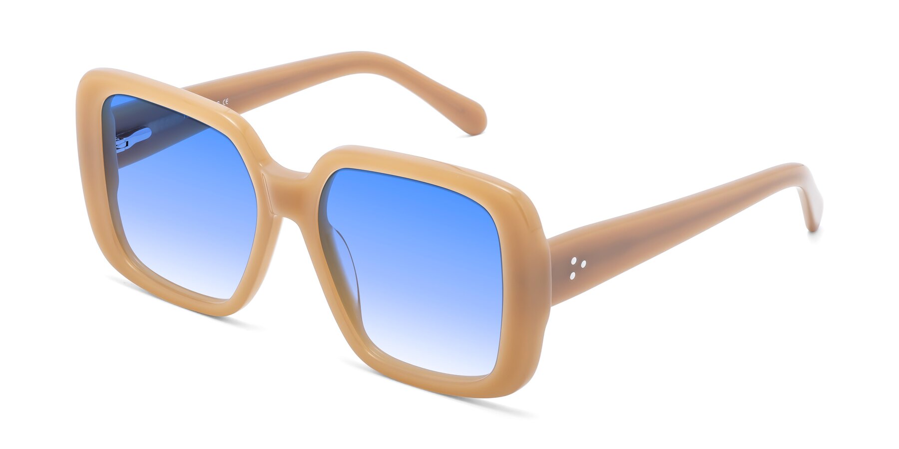 Angle of Quotus in Caramel with Blue Gradient Lenses