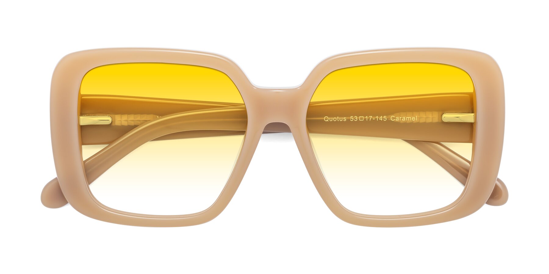 Folded Front of Quotus in Caramel with Yellow Gradient Lenses