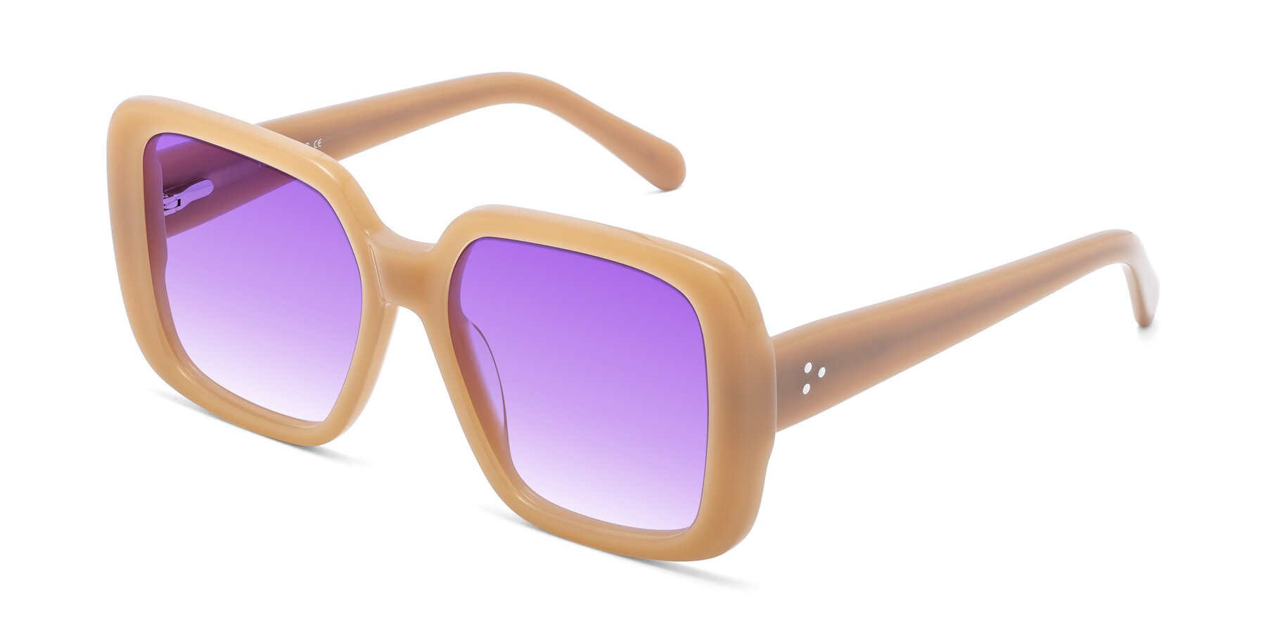 Angle of Quotus in Caramel with Purple Gradient Lenses