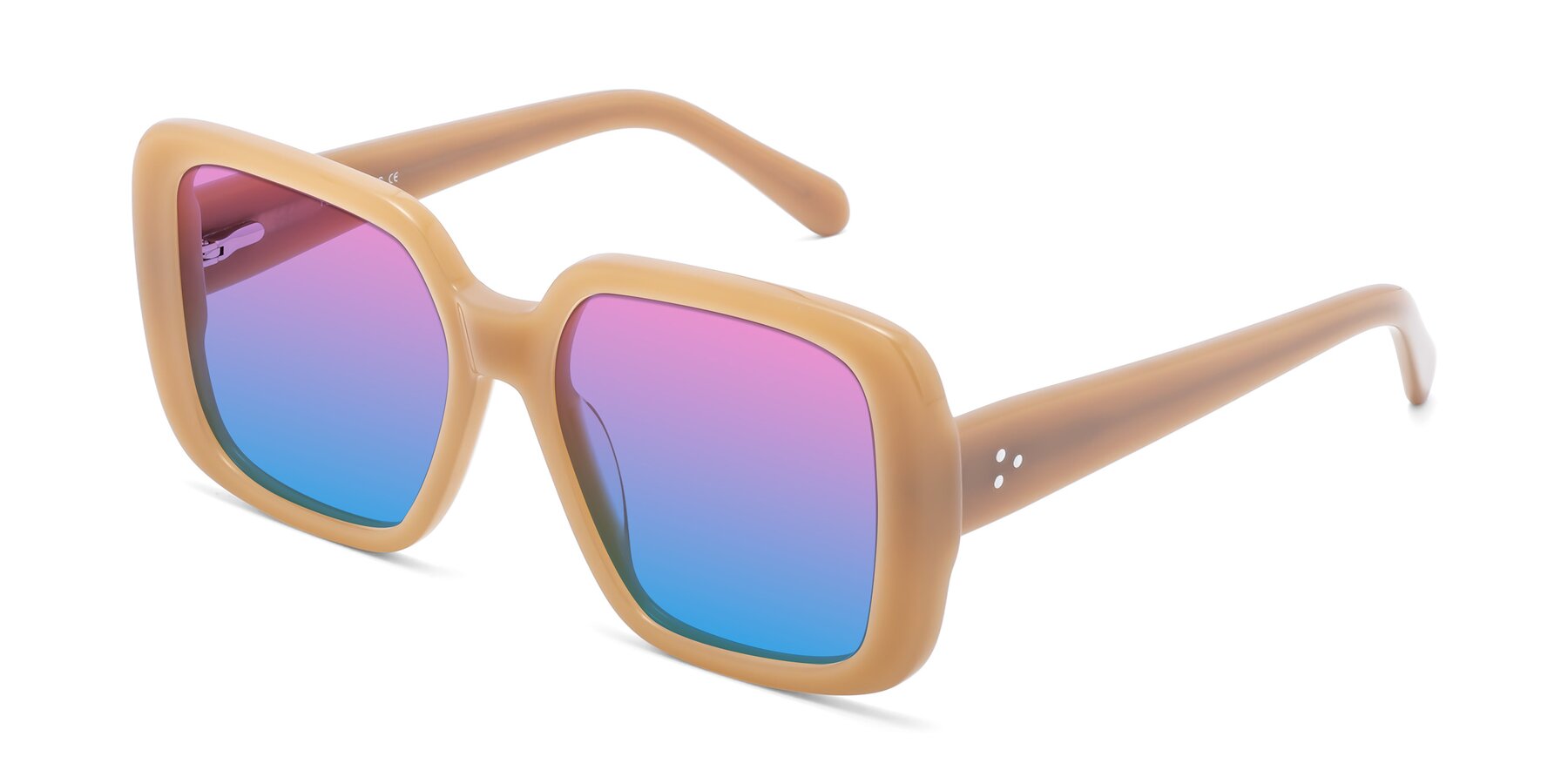 Angle of Quotus in Caramel with Pink / Blue Gradient Lenses