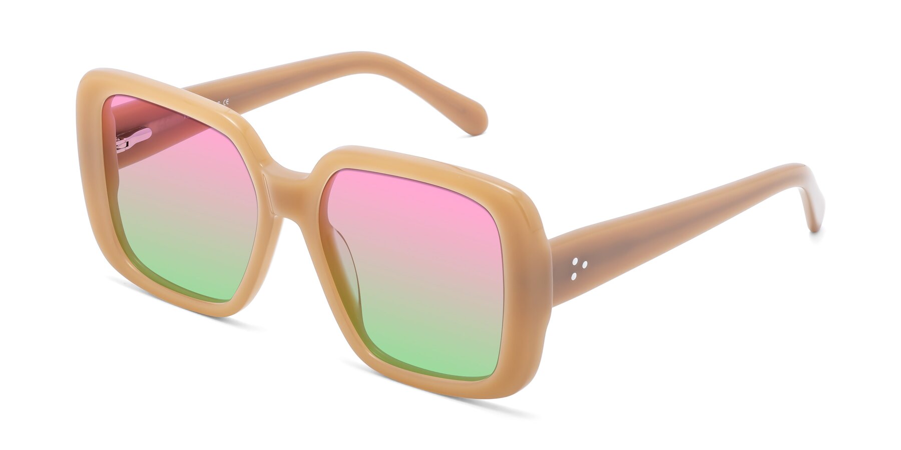 Angle of Quotus in Caramel with Pink / Green Gradient Lenses