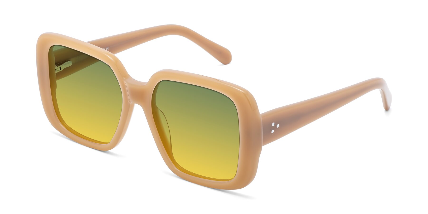 Angle of Quotus in Caramel with Green / Yellow Gradient Lenses