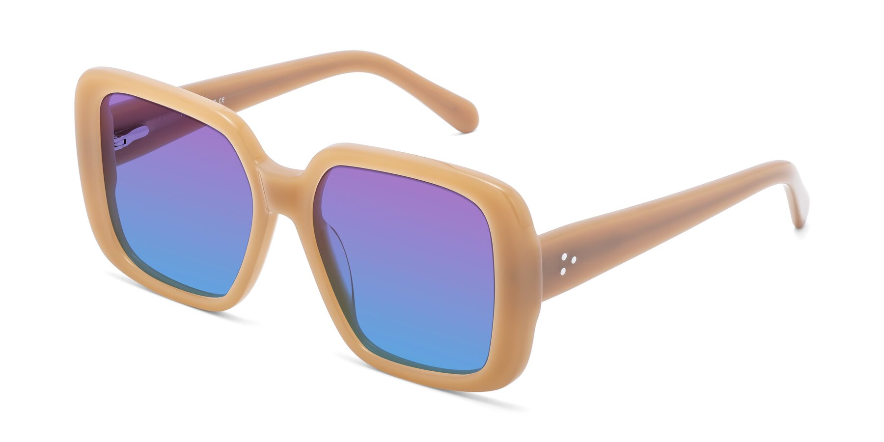 Angle of Quotus in Caramel with Purple / Blue Gradient Lenses