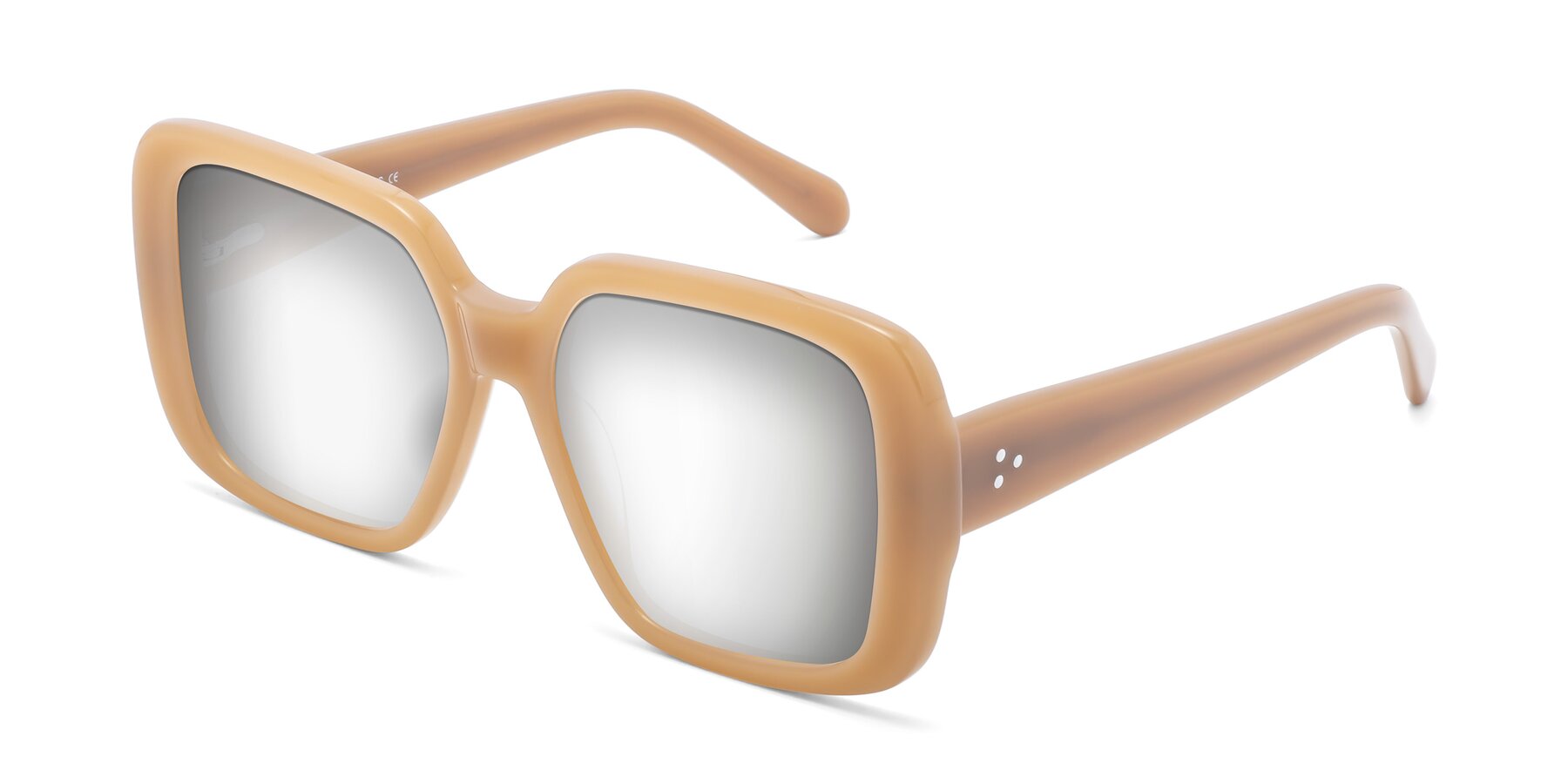Angle of Quotus in Caramel with Silver Mirrored Lenses