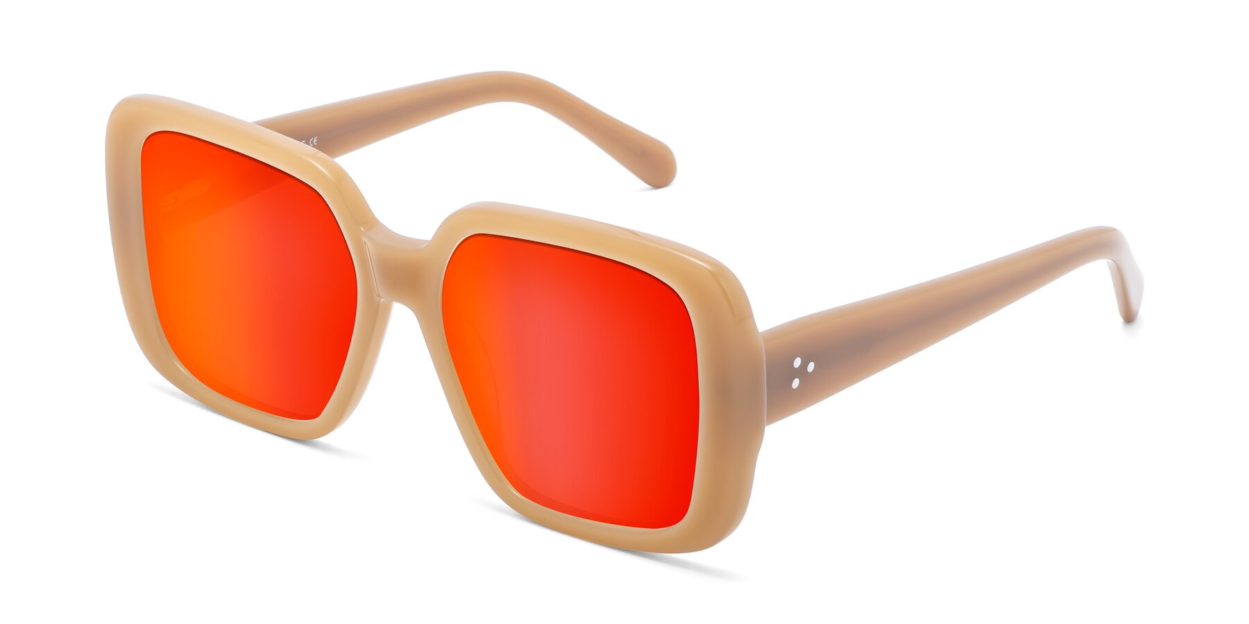 Angle of Quotus in Caramel with Red Gold Mirrored Lenses