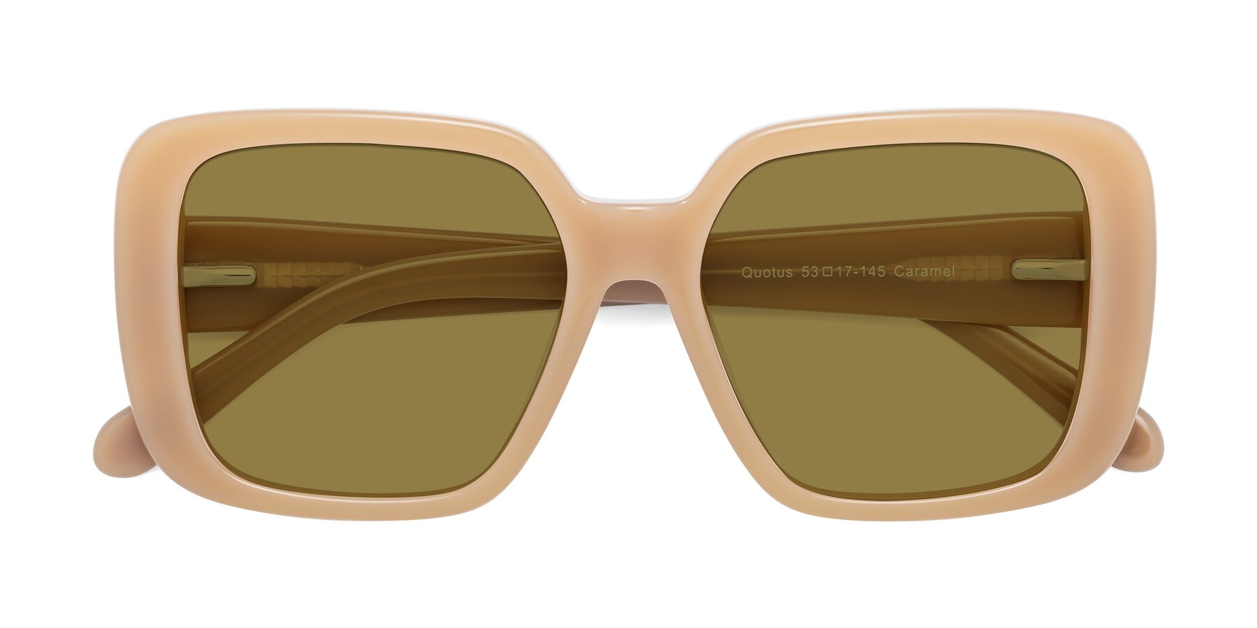 Folded Front of Quotus in Caramel with Brown Polarized Lenses