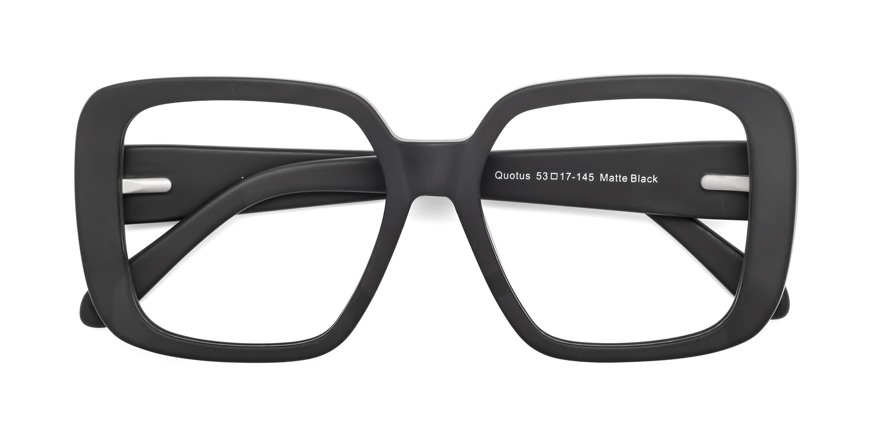 Folded Front of Quotus in Matte Black with Clear Reading Eyeglass Lenses