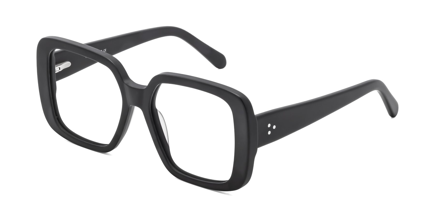 Angle of Quotus in Matte Black with Clear Reading Eyeglass Lenses