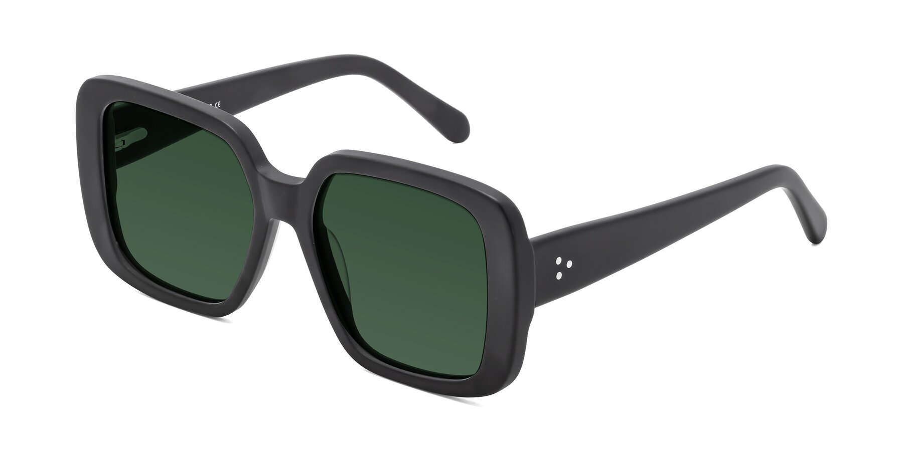 Angle of Quotus in Matte Black with Green Tinted Lenses