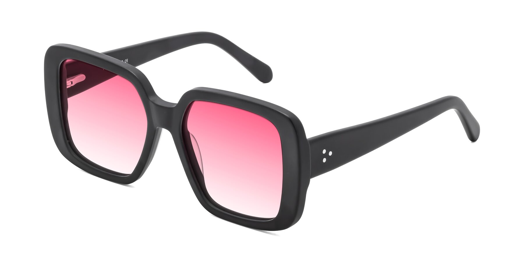 Angle of Quotus in Matte Black with Pink Gradient Lenses