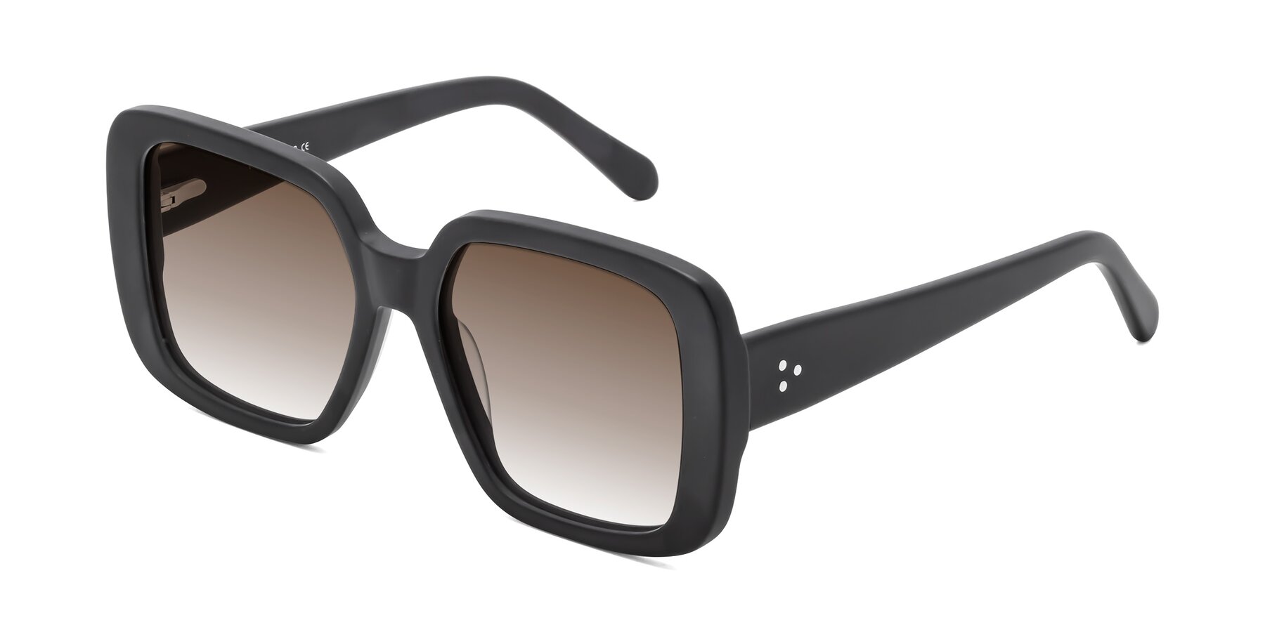 Angle of Quotus in Matte Black with Brown Gradient Lenses