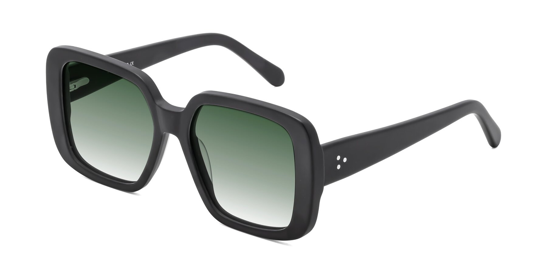 Angle of Quotus in Matte Black with Green Gradient Lenses