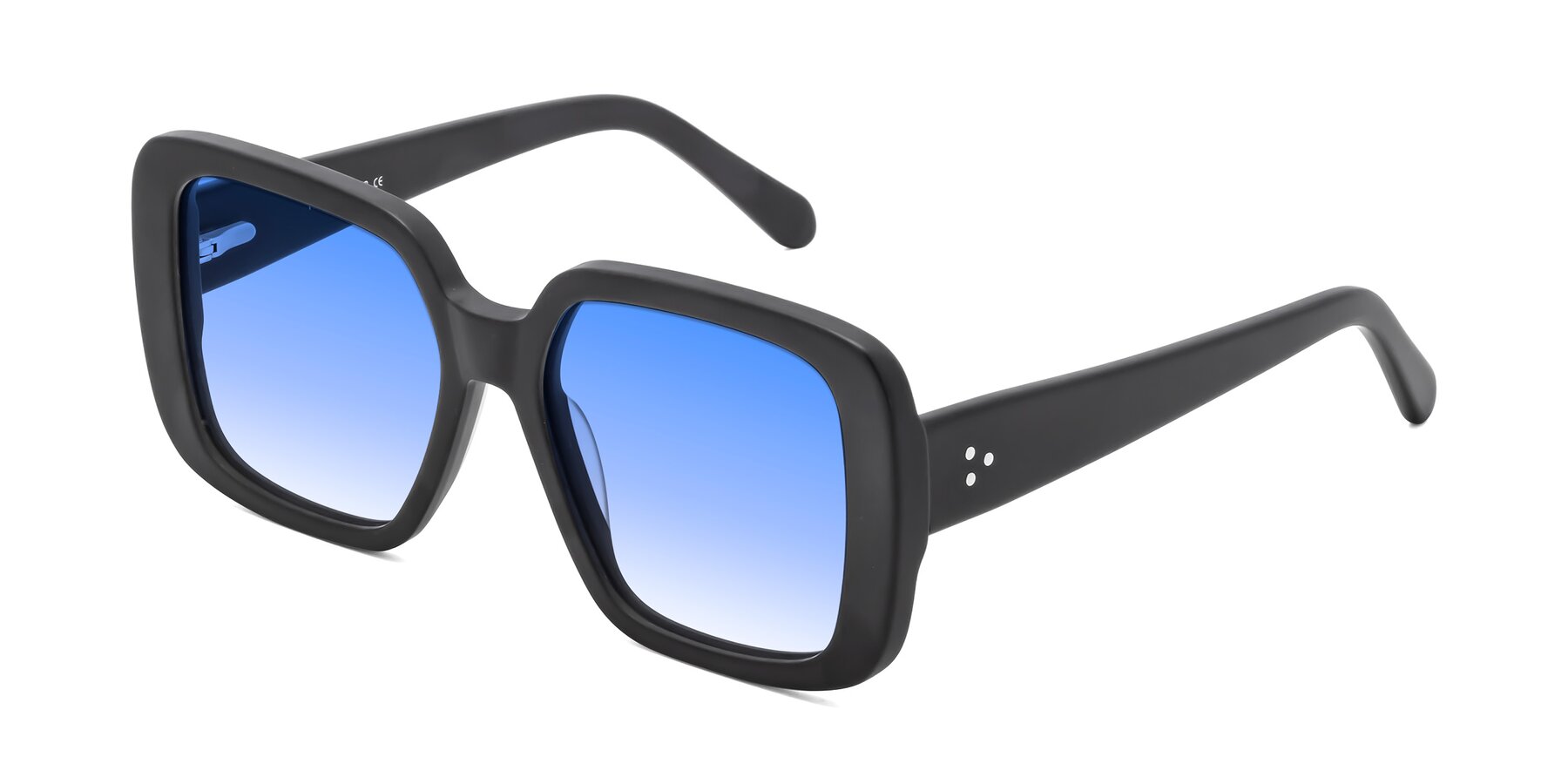 Angle of Quotus in Matte Black with Blue Gradient Lenses
