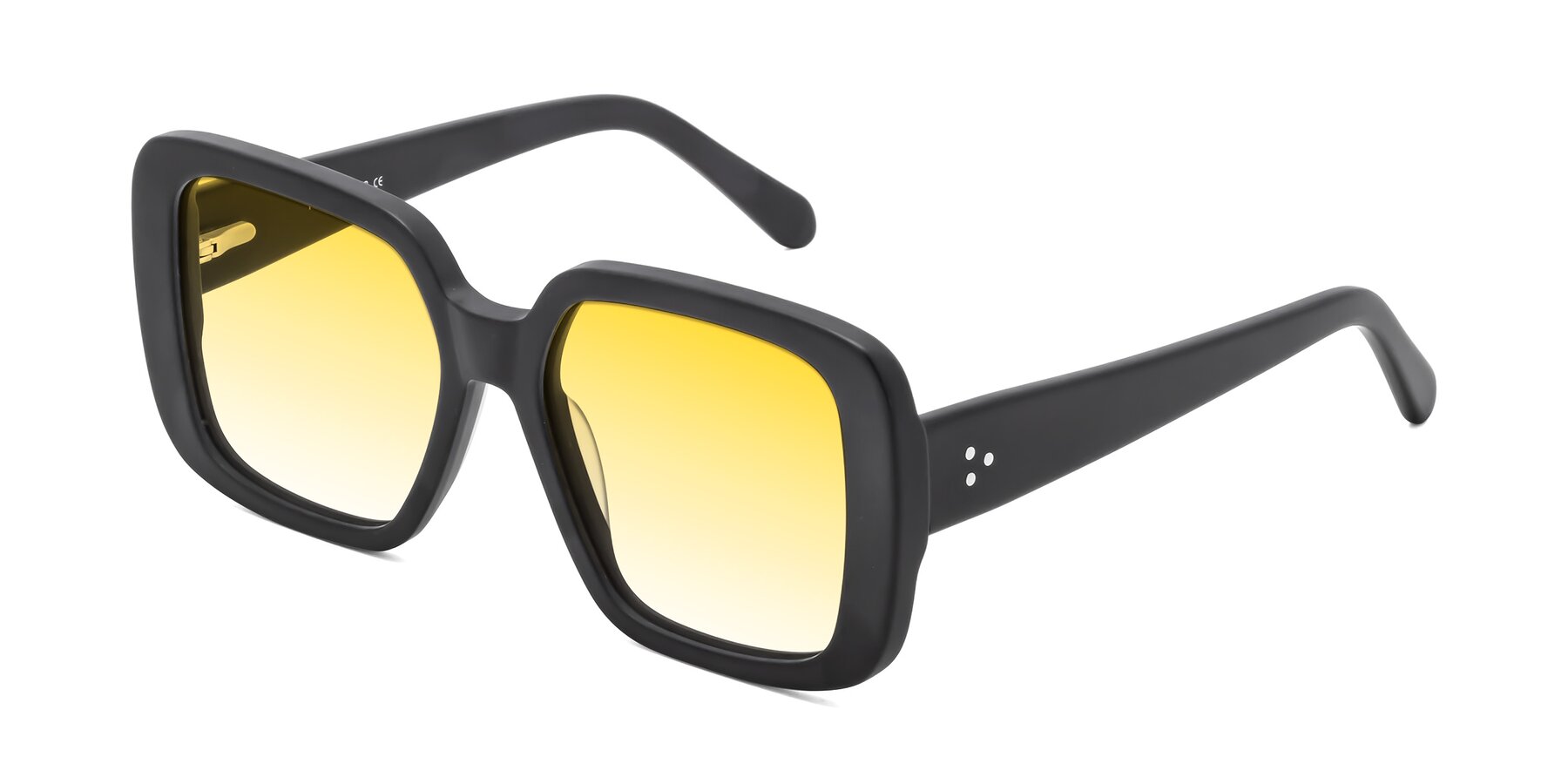 Angle of Quotus in Matte Black with Yellow Gradient Lenses