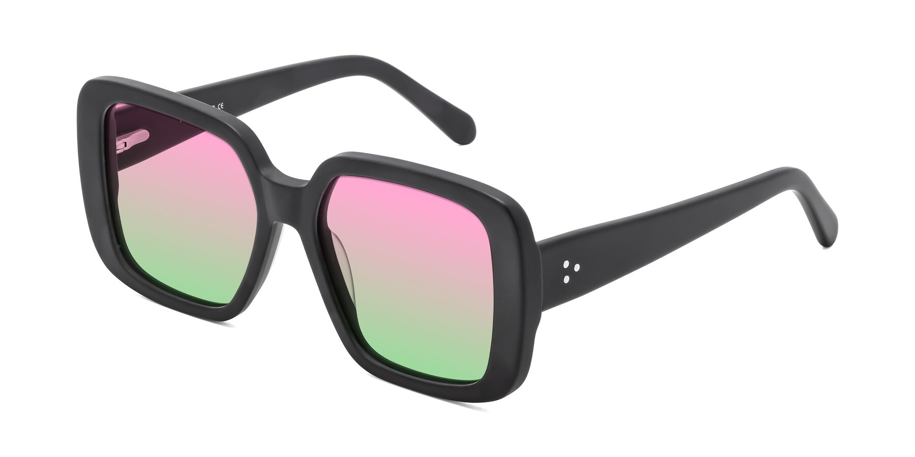 Angle of Quotus in Matte Black with Pink / Green Gradient Lenses