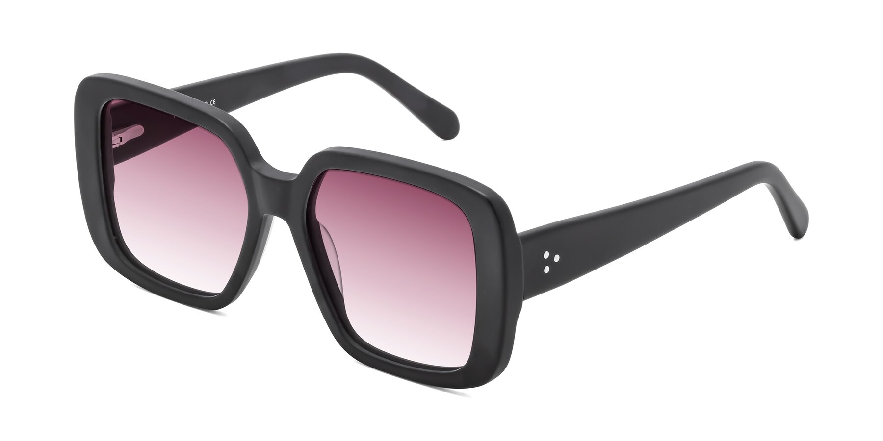 Angle of Quotus in Matte Black with Wine Gradient Lenses