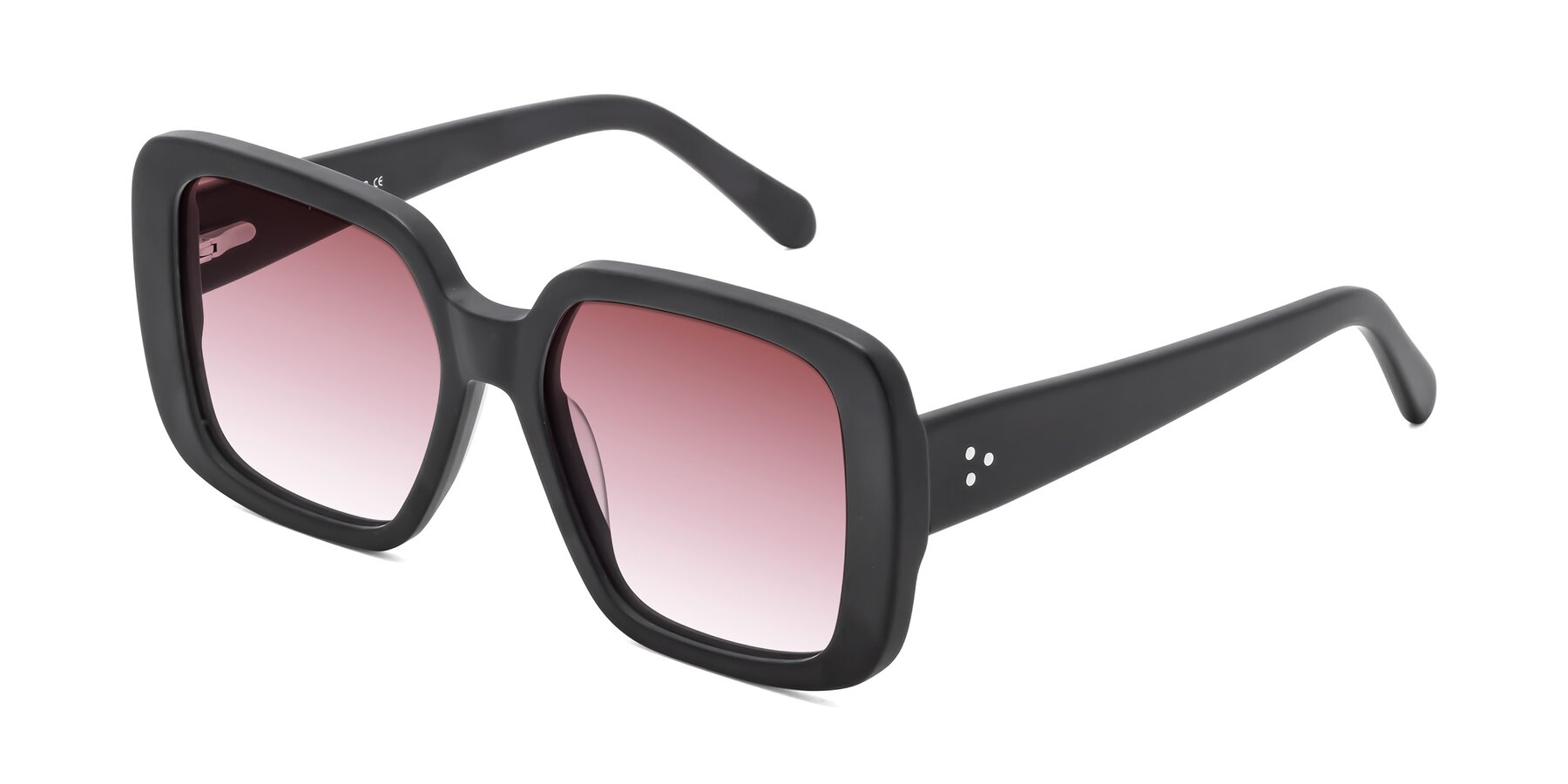 Angle of Quotus in Matte Black with Garnet Gradient Lenses