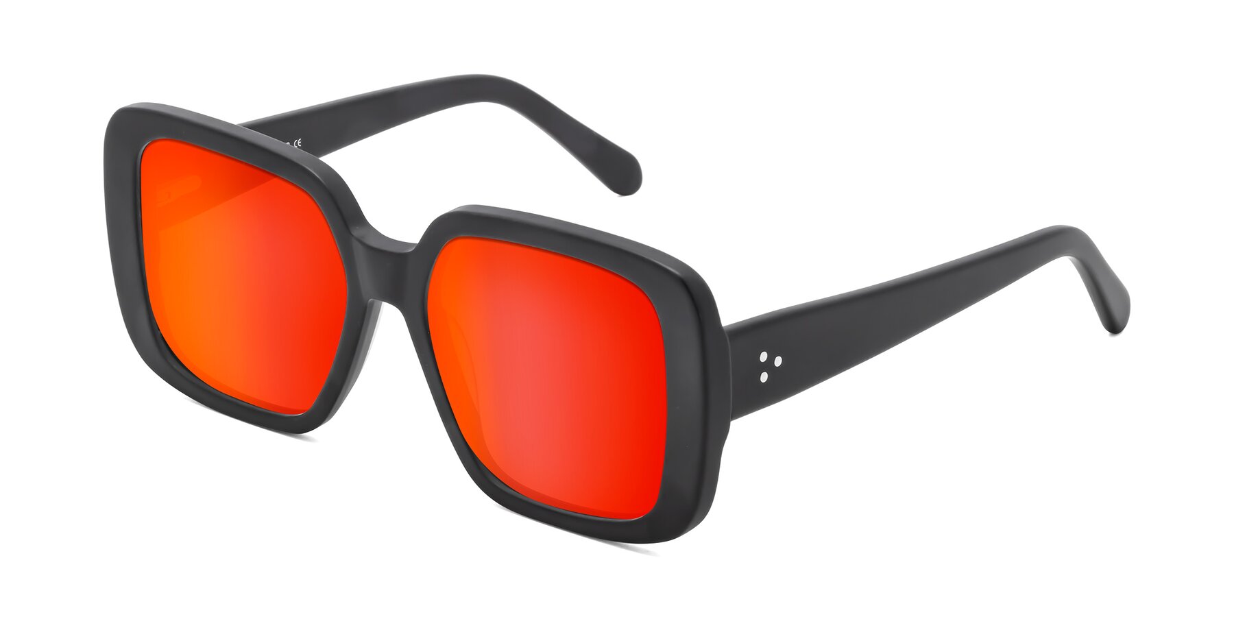 Angle of Quotus in Matte Black with Red Gold Mirrored Lenses