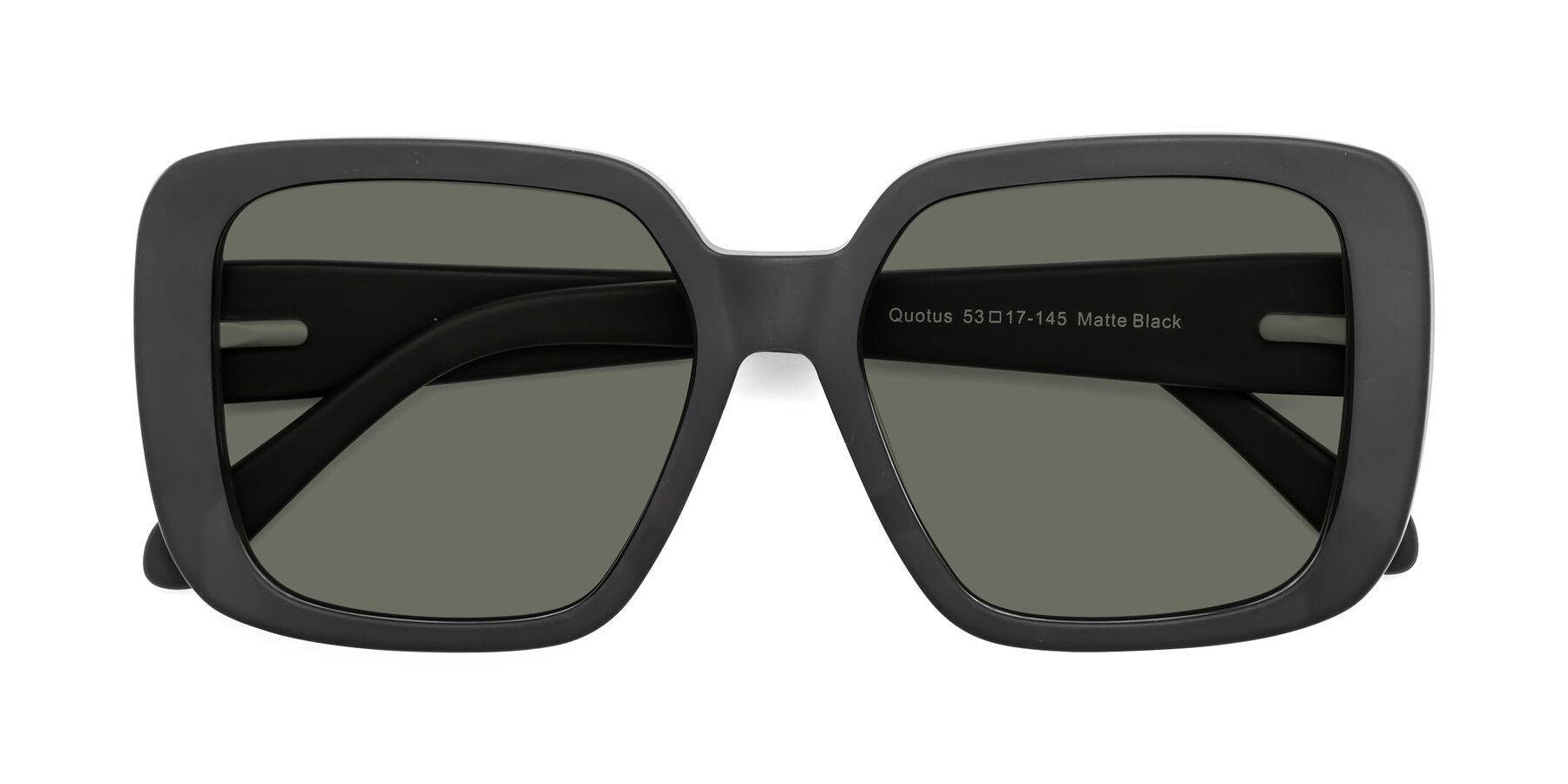 Folded Front of Quotus in Matte Black with Gray Polarized Lenses