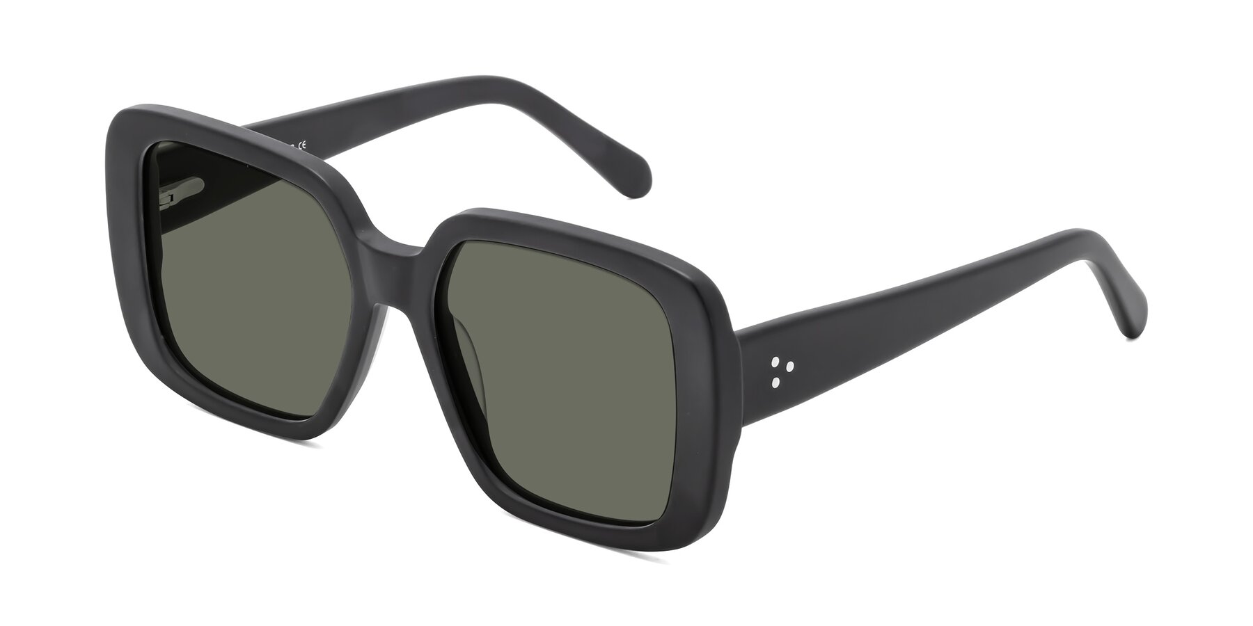 Angle of Quotus in Matte Black with Gray Polarized Lenses