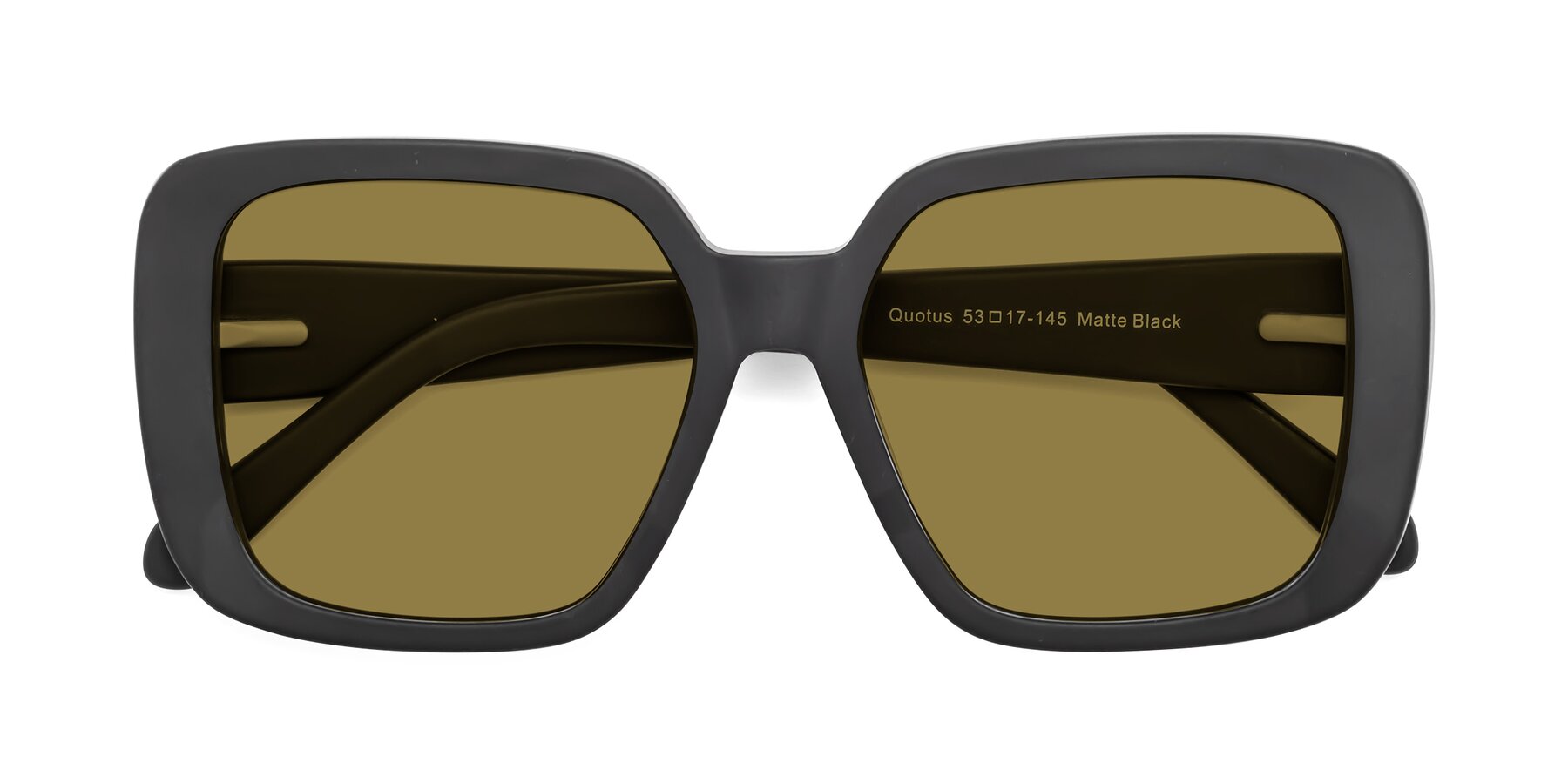 Folded Front of Quotus in Matte Black with Brown Polarized Lenses