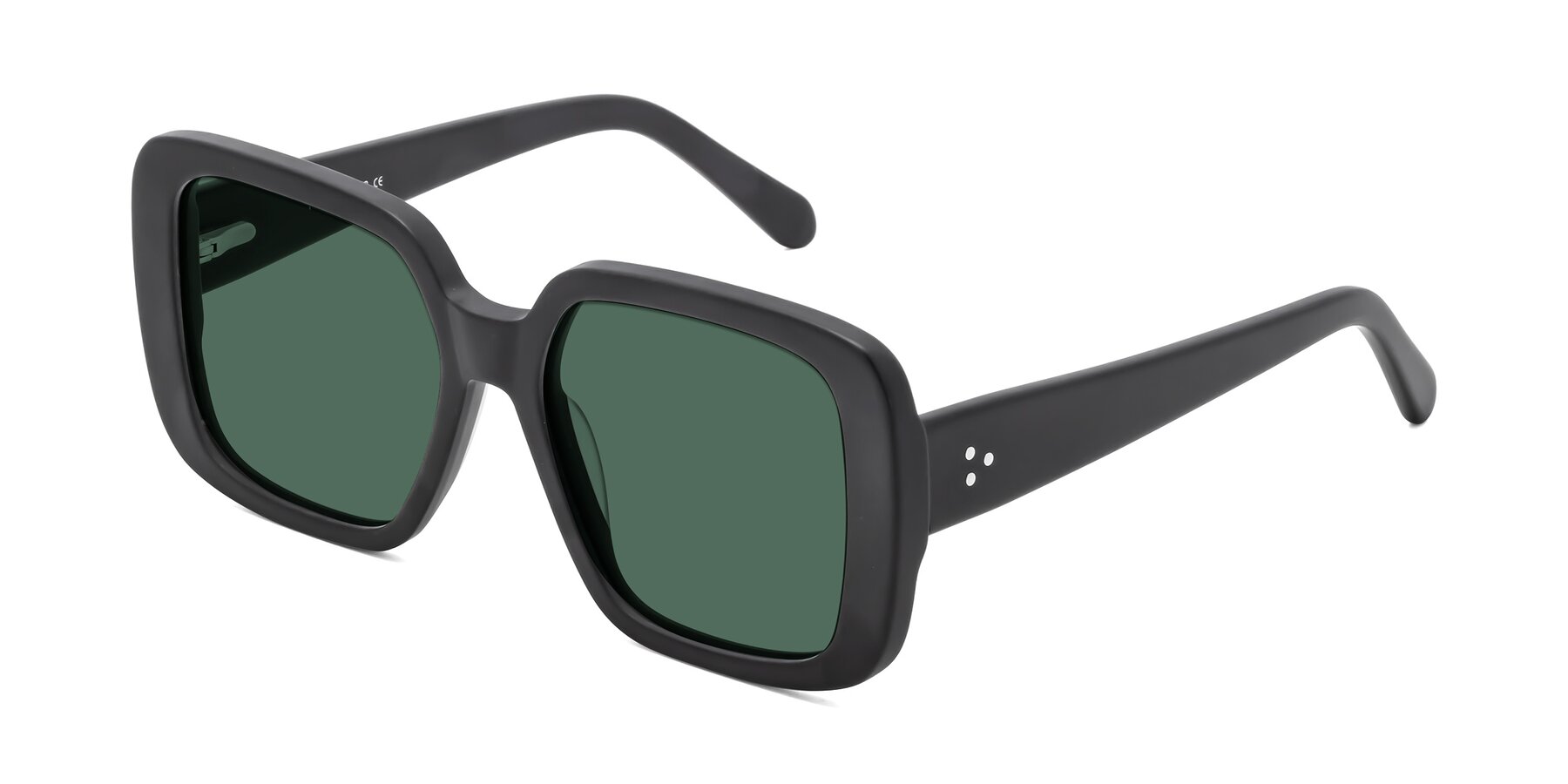 Angle of Quotus in Matte Black with Green Polarized Lenses