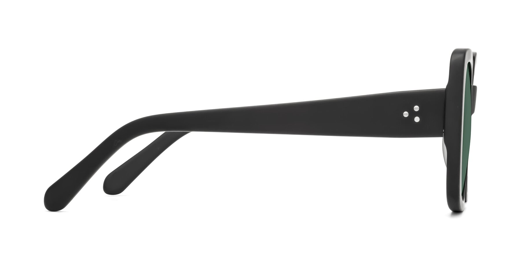 Side of Quotus in Matte Black with Green Polarized Lenses