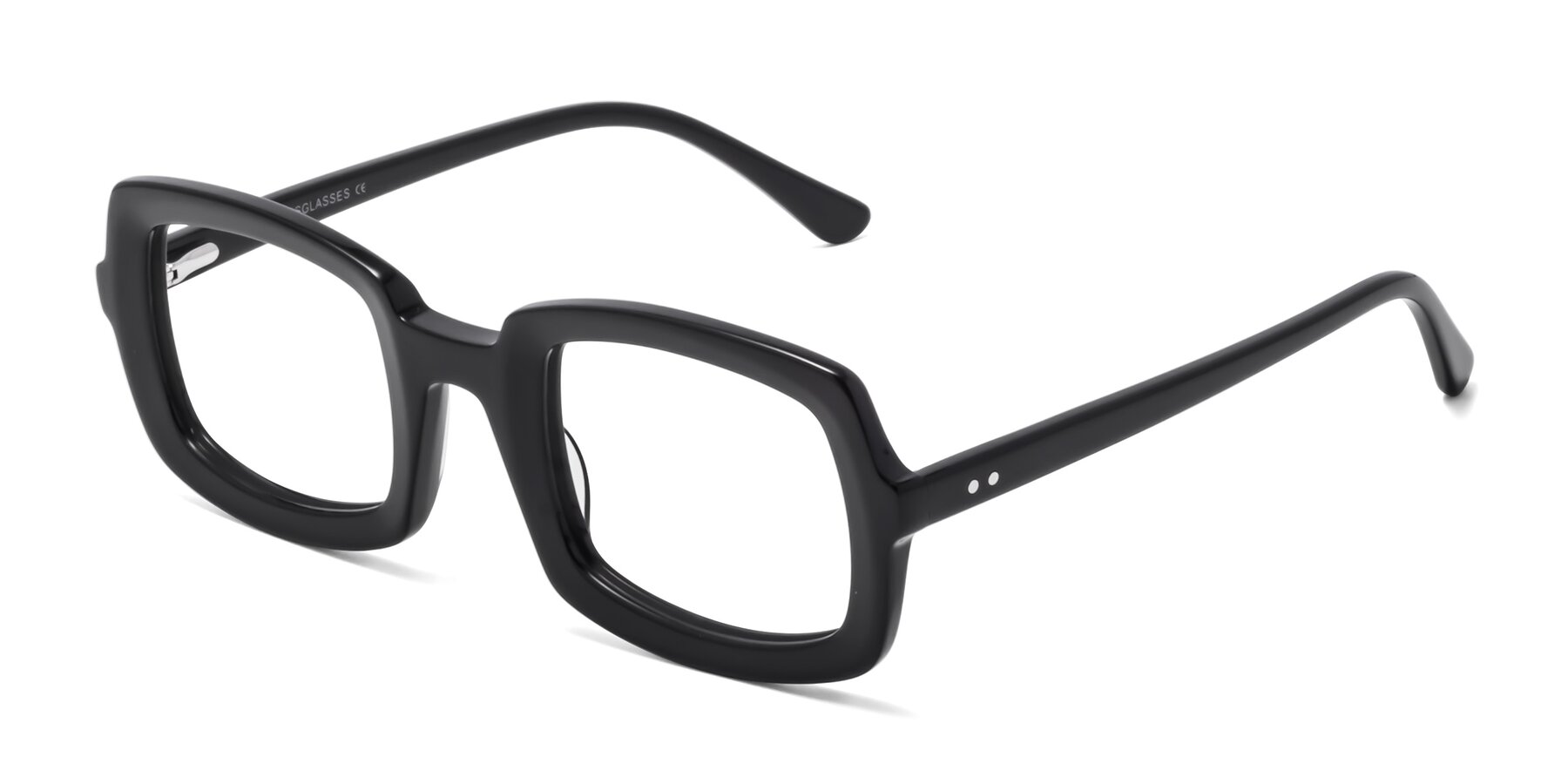 Angle of Font in Black with Clear Reading Eyeglass Lenses