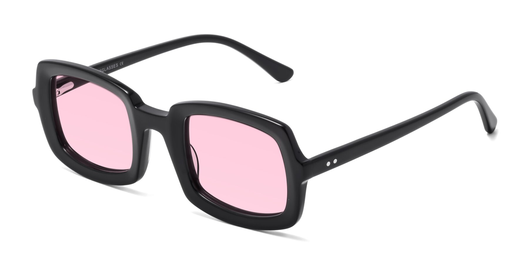 Angle of Font in Black with Light Pink Tinted Lenses