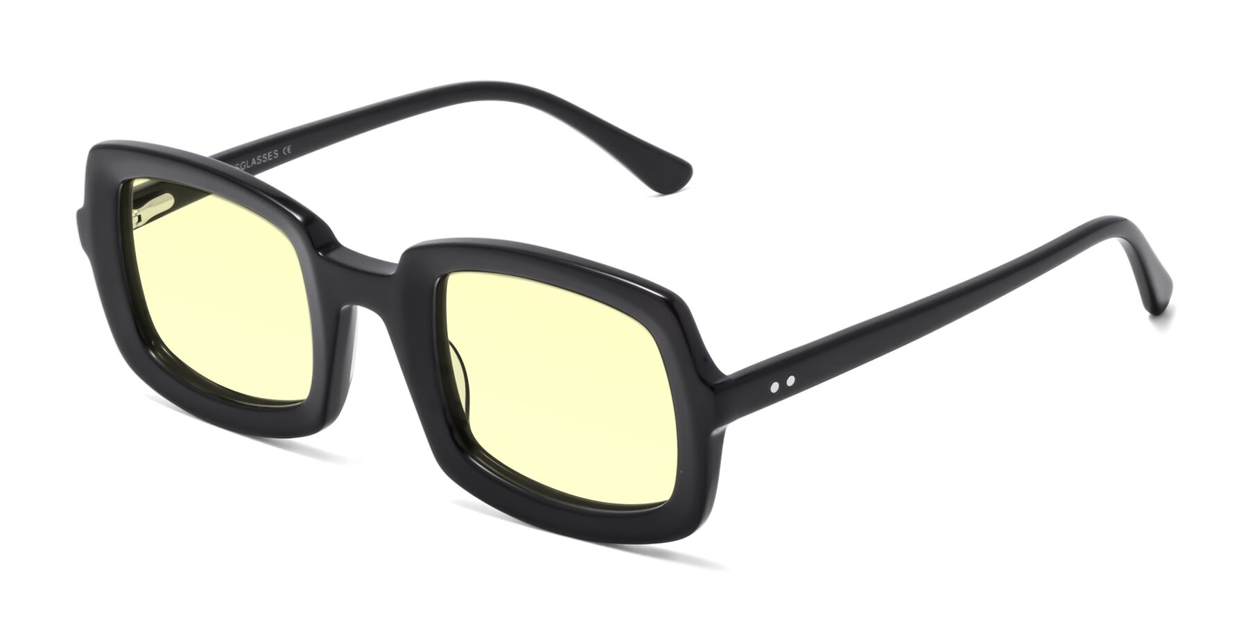 Angle of Font in Black with Light Yellow Tinted Lenses
