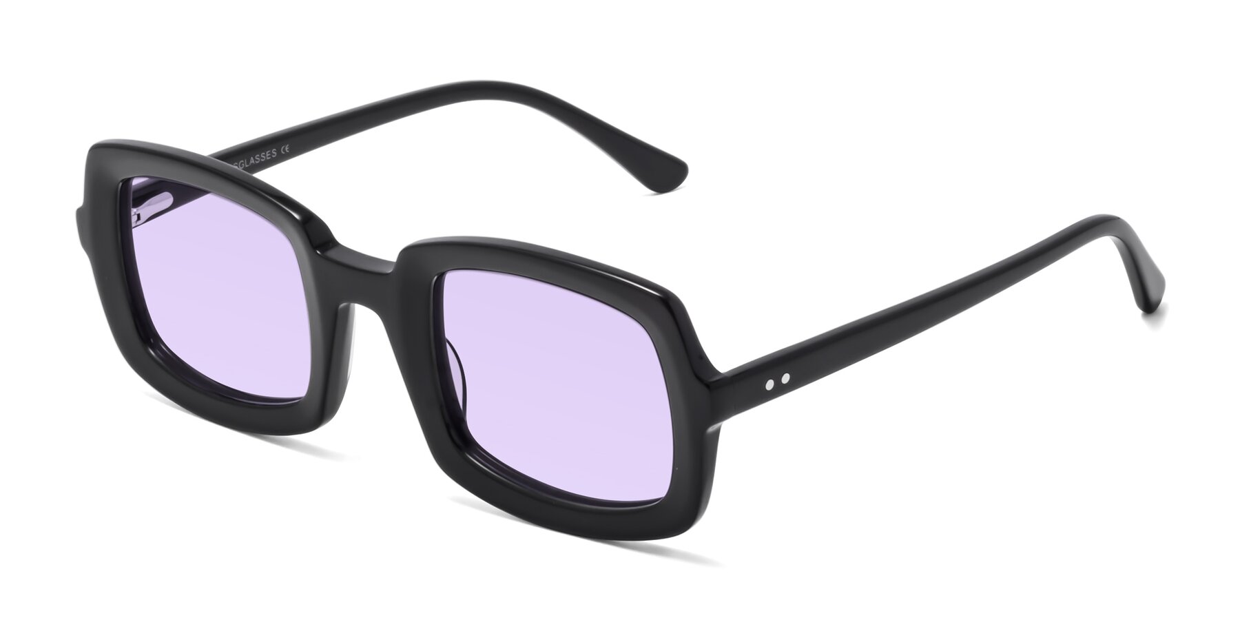 Angle of Font in Black with Light Purple Tinted Lenses