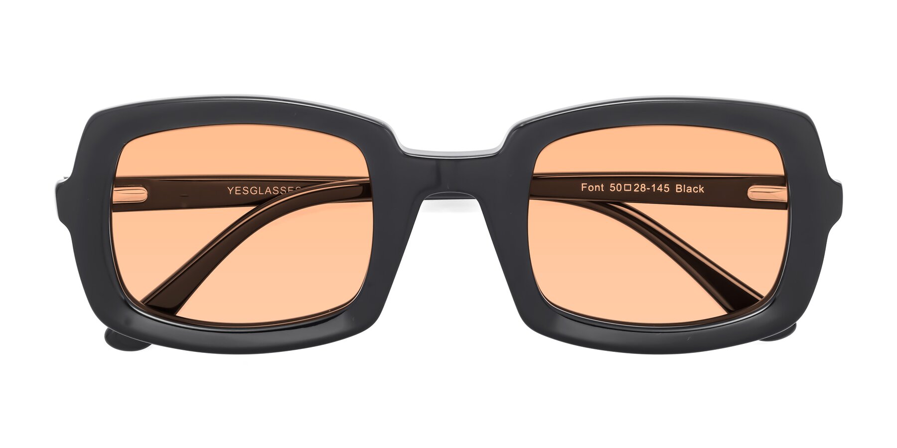 Folded Front of Font in Black with Light Orange Tinted Lenses