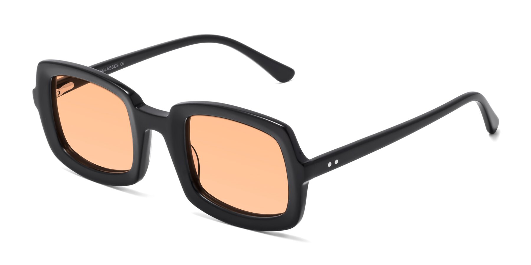 Angle of Font in Black with Light Orange Tinted Lenses