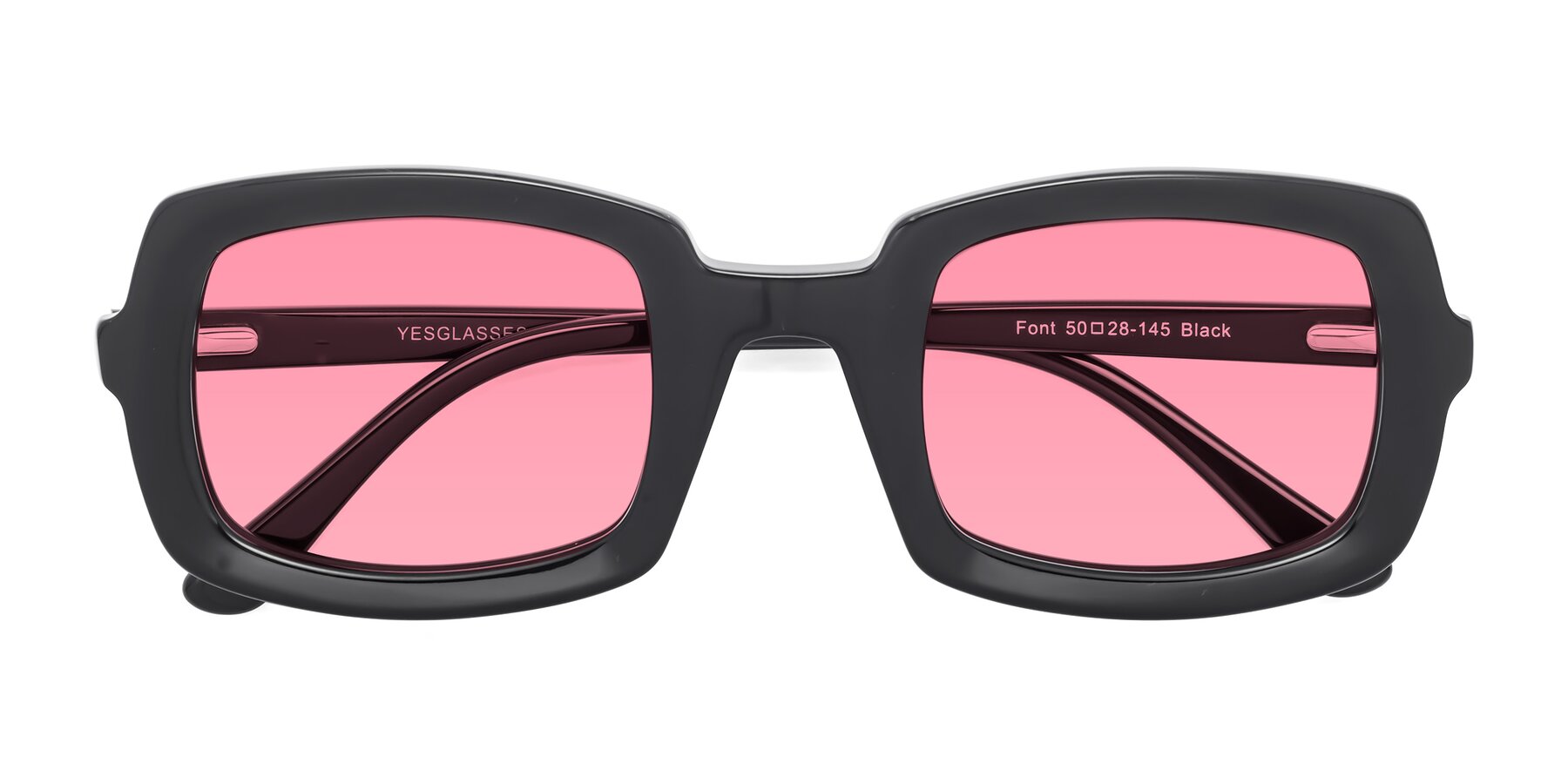 Folded Front of Font in Black with Pink Tinted Lenses