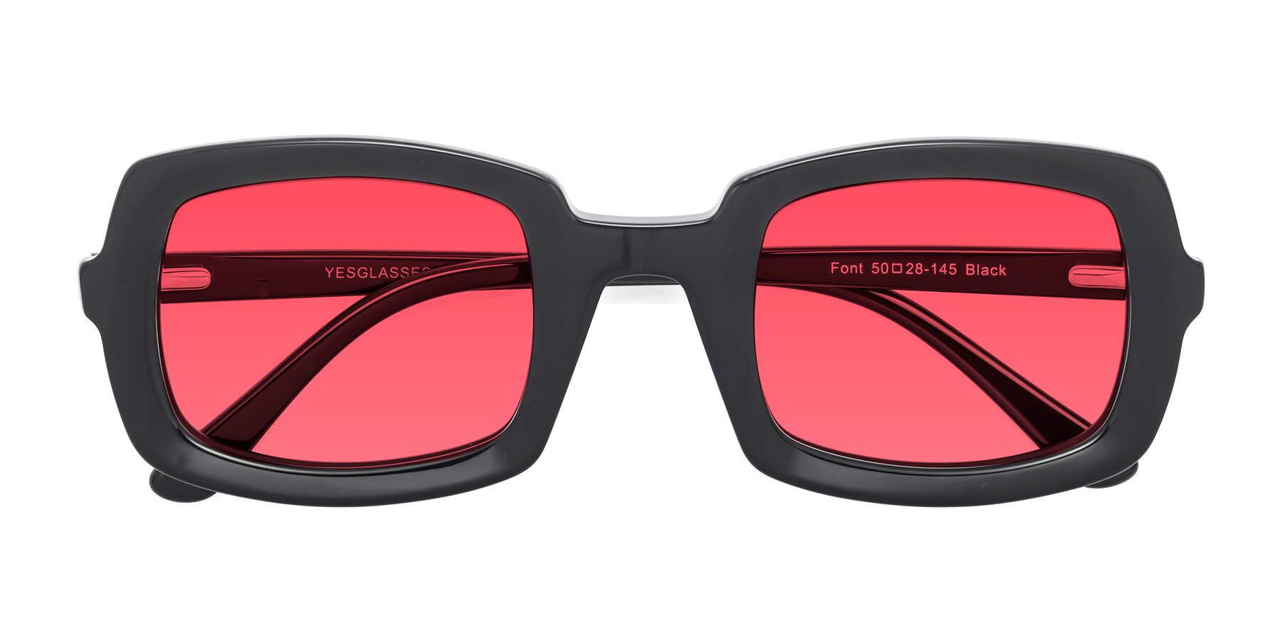 Folded Front of Font in Black with Red Tinted Lenses
