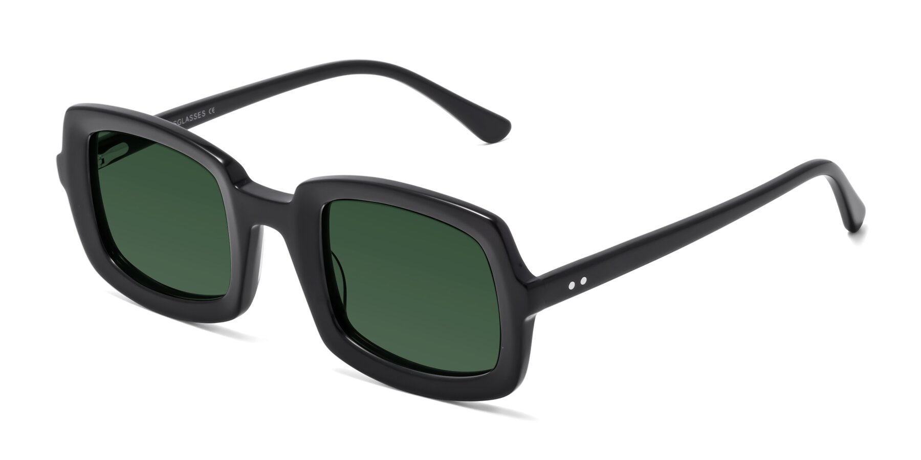 Angle of Font in Black with Green Tinted Lenses