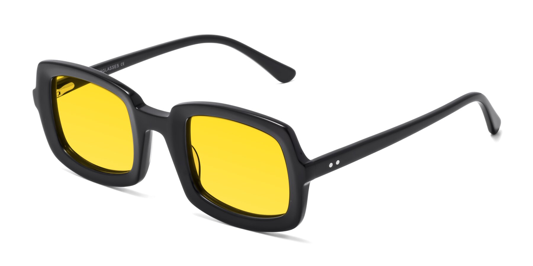 Angle of Font in Black with Yellow Tinted Lenses