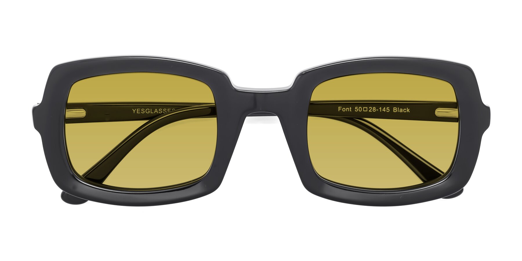 Folded Front of Font in Black with Champagne Tinted Lenses