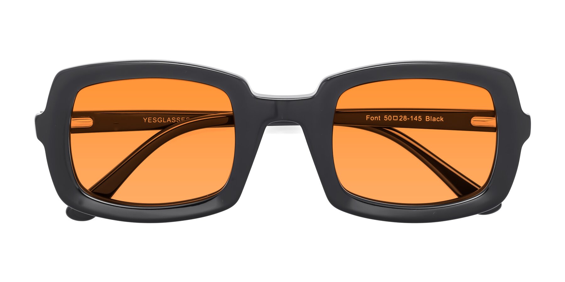Folded Front of Font in Black with Orange Tinted Lenses