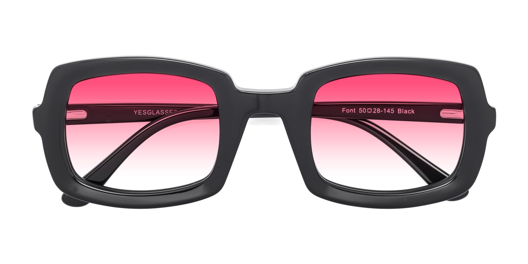 Folded Front of Font in Black with Pink Gradient Lenses