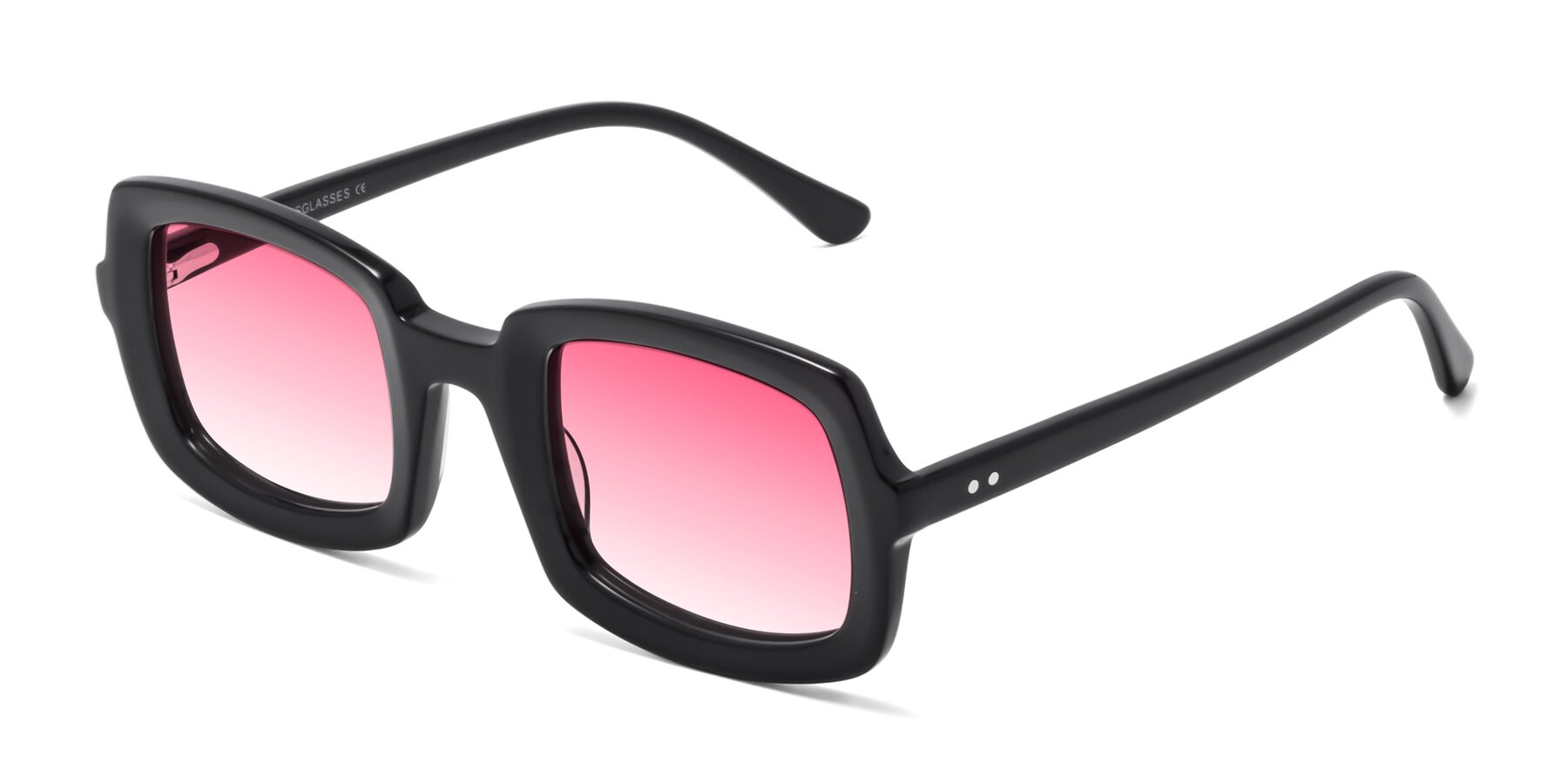 Angle of Font in Black with Pink Gradient Lenses