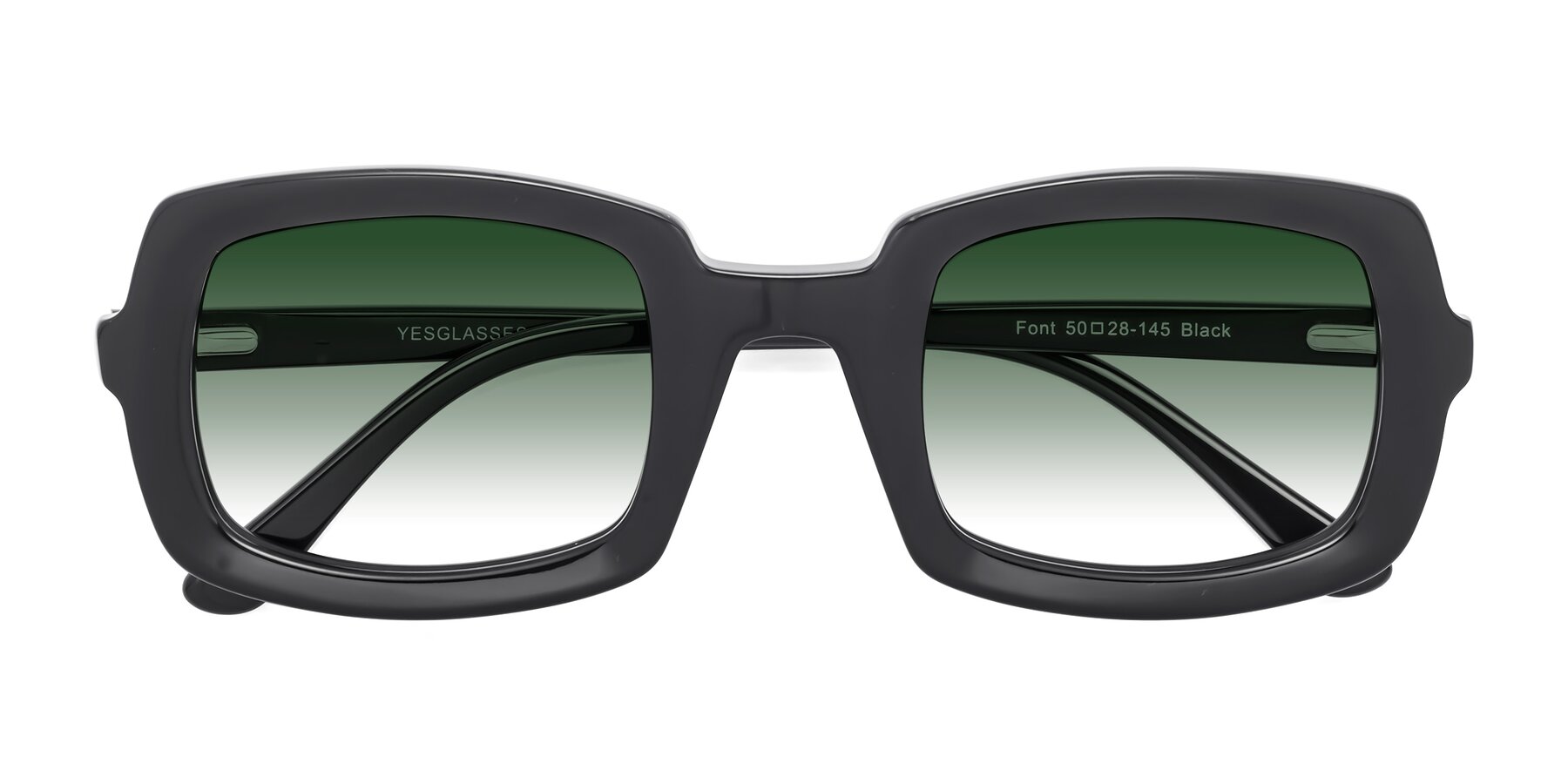 Folded Front of Font in Black with Green Gradient Lenses